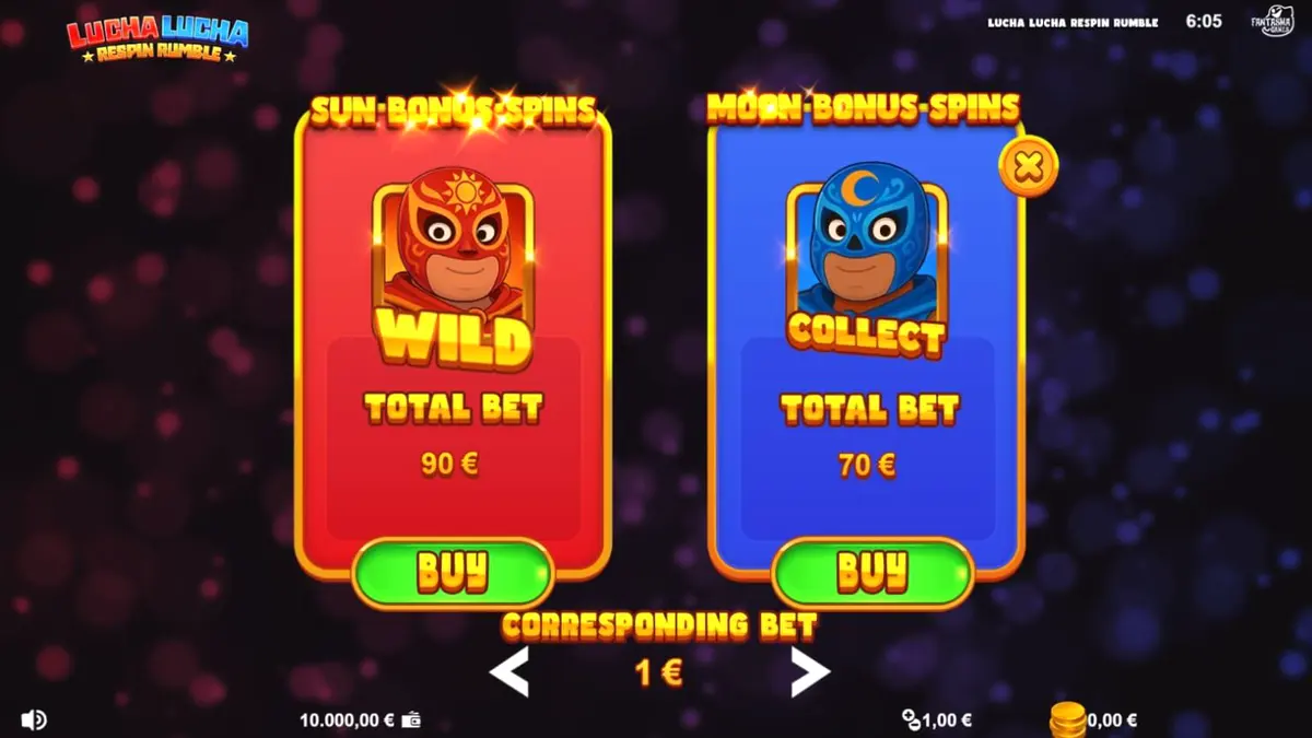 Lucha Lucha Respin Rumble slot machine theme featuring Mexican wrestling masks and vibrant fiesta colors.
